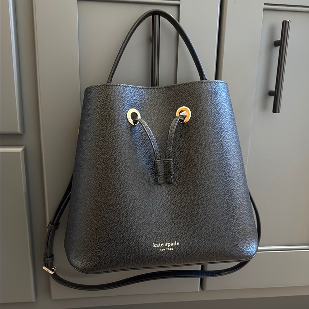 Kate Spade Black Leather Bucket Bag